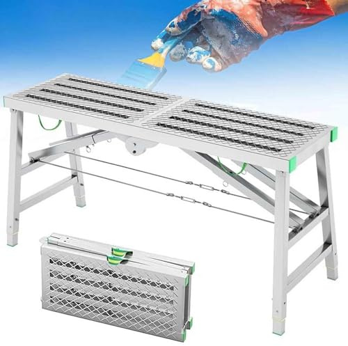 Piattaforma di Lavoro Regolabile con Portata di 400 kg, Ideale per Uso Domestico e Professionale, Scala per ponteggi in Acciaio Pieghevole - Carico Massimo 400 kg,001,180 * 40