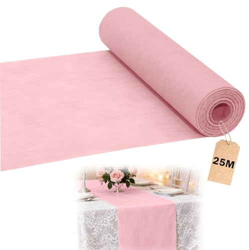 Forbabe 30cm x 25m Vlies Tischläufer Hellrosa Modern Tischdeko Rosa