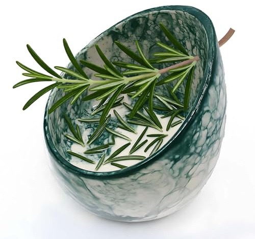 MGMGART Pottery Herb Stripper Bowl Handmade Green Glazed Ceramic Kitchen Gadget with Four Sizes Holes for Rosemary Parsley Basil Kale Detach Leaves from Stem