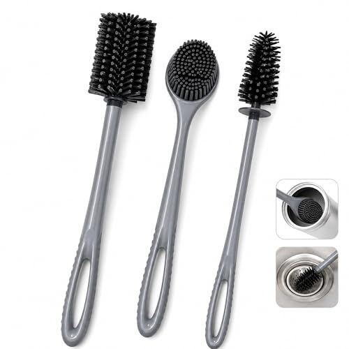 Cepillos Limpieza Cocina Set Cepillo Fregadero Vajilla con Mango Ergonomico Cerdas Resistentes Limpieza Profunda Sartenes Platos Utensilios Hogar Antigrasa Duradero Comodo Uso Diario