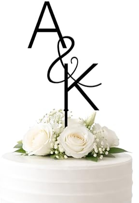 Personalised Couple’s Initials Wedding Cake Topper, Engagement Cake Decoration in Acrylic or Wood