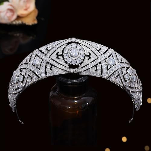 FLXHSA FullCubic Zirkonia Tiaras und Kronen für Frauen, Abschlussball, Quinceanera-Party, Meghan Markle, Hochzeit, Haarschmuck HG003