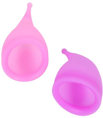 HOMSFOU Silikon Menstruationsbecher 30ml Zufällige Farbe 2 Stück Auslaufsicher und Bequem für Frauen Beim Schwimmen und Übernachtsschlaf