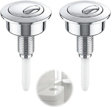 2pcs Toilet Flush Button Replacement, Dual Flush Toilet Push Button | Compatible with Siamp Optima 49 Valve, Chrome Finish