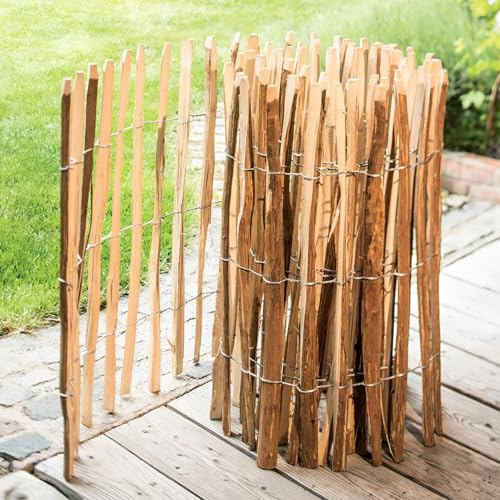 Dekoleidenschaft Clôture de jardin en noisetier - 90 cm de haut - 5 m de long - Clôture en bois - Clôture roulante - Clôture de bassin