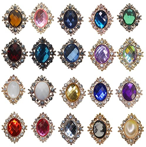 10er Set Cabochons Flache Rückseite Flatback DIY Verzierungen Schmucksteine Dekosteine zum Basteln Dekorieren - Gemischt