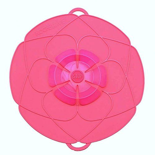 Kochblume L Ø14-24cm | Silikon Überkochschutz | Spritzschutz | Universaldeckel | Premium-Silikon | Hitzbeständig | Spülmaschinenfest | Farbe: pink