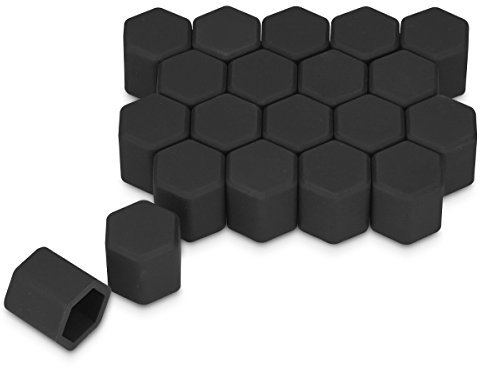 kwmobile 20x Copribulloni compatibile con dadi delle ruote da 17 mm - Set 20 coperture bulloni ruota auto - Copricerchi in nero