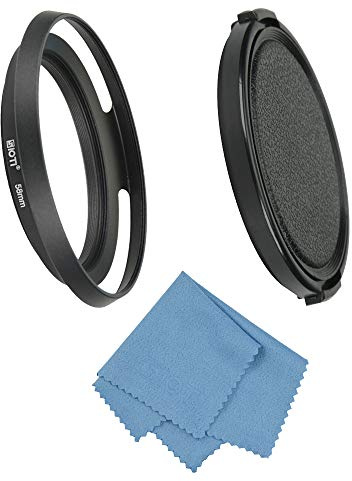 SIOTI 58mm Lens Hood Hollow Vented Metal with Cleaning Cloth and Lens Cap for Leica/Fuji/Nikon/Canon/Samsung Standard Thread Lens