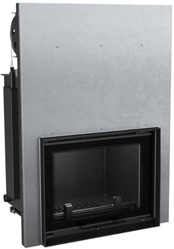 KRATKI Zuzia Holzkamin mit Wärmetauscher BImSchV 2-konform, 12 kW, Staubauslass, 200 mm, thermische Effizienz, 81% Stahl und Gusseisen, Guillotine-Tür