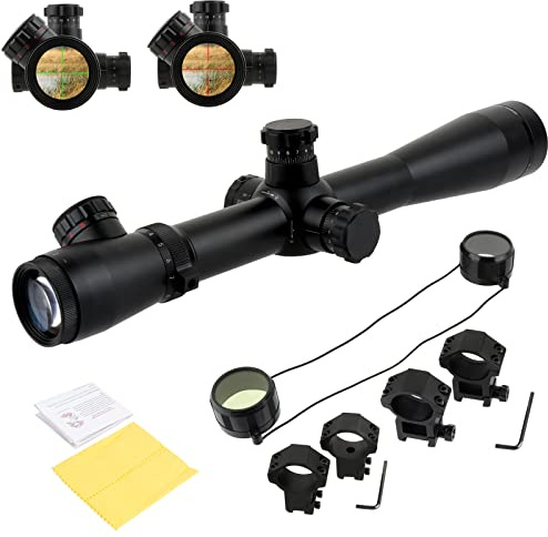 ToopMount Taktisches Zielfernrohr 3,5-10X40mm Airsoft-Scharfschützenzielfernrohr Schneller Entfernungsmesser Rot beleuchtetes Absehen mit freien 20mm/11mm Montageringen
