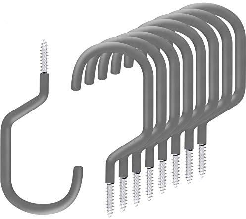 SMARTOLOGY 8 Stück Fahrradaufhänger Aufbewahrung Haken Rack, robuste große Schraubhaken für Garage Wand und Decke Fahrrad Aufbewahrung, Utility Werkzeug Aufhänger (Grau)