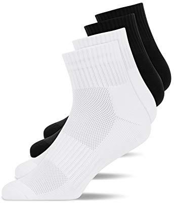 Snocks Mittelhohe Laufsocken Herren Damen 4 Paar - Atmungsaktive Sportsocken ohne Verrutschen - Gemütliche und weiche Funktionssocken - Quarter Socken Sport - Gr. 35-50