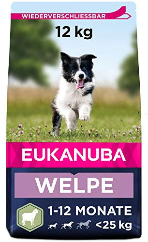 Eukanuba Welpenfutter mit Lamm & Reis für kleine und mittelgroße Rassen - Trockenfutter für Junior Hunde, 12 kg