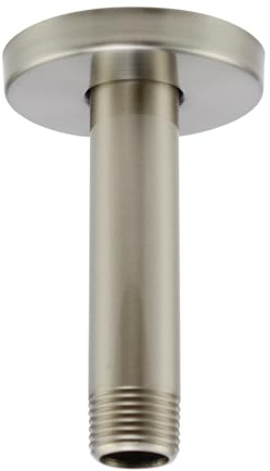 Purelux Ceiling Mount Shower Arm 4 Inches Made of Stainless Steel for Rainfall Showerhead, Brushed Nickel Finish with Gasket Flange