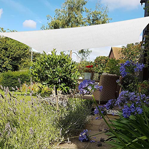 Green Bay Sun Shade Sail Rectangle HDPE Breathable UV Block Sunscreen Awning Canopy White with Free Rope 4x5m