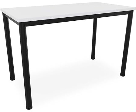 Schreibtisch u. Besprechungstisch mit schwarzem Tischgestell | Konferenztisch Bürotisch Computertisch Mehrzwecktisch Arbeitstisch PC-Tisch Homeoffice-Tisch (weiß, 120 x 60 x 77,5 cm)