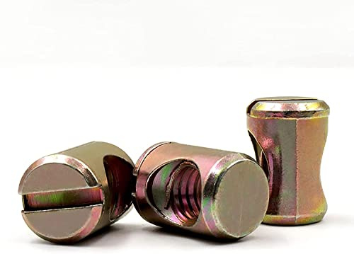 ThgivingStore 10 Pieces M4 Barrel Nuts in Meters,Slot Wrench,with Cross-Positioning Pins Used for Chairs,Colored Zinc-Plated Carbon Steel M4-8-8mm Furniture Nuts