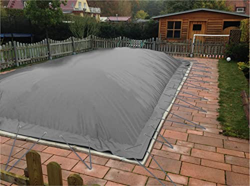 Aufblasbare Abdeckplane für Pool rechteck 4,00 x 8,00m, Farbe: grau, inkl. Pumpe, Air Cover, wasserdicht, reißfest