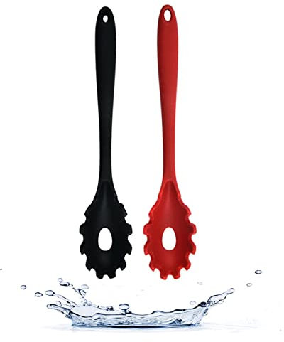 Armrouns Silicone Pasta Fork (11.2), 2-Pack Spaghetti Server Spoon Heat Resistant 600°F, Food Grade Pasta Spoon, BPA Free, Noodle Spoon. (Silicone)