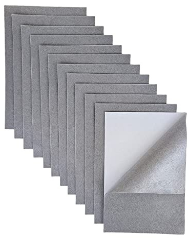 Jtnohx Selbstklebender Filz Platten, 1,4mm Filzstoff Selbstklebend, 12 Stück Klebefilz für Handwerk, 20x30cm Weiche Filzblätter für DIY-Projekte(grau)