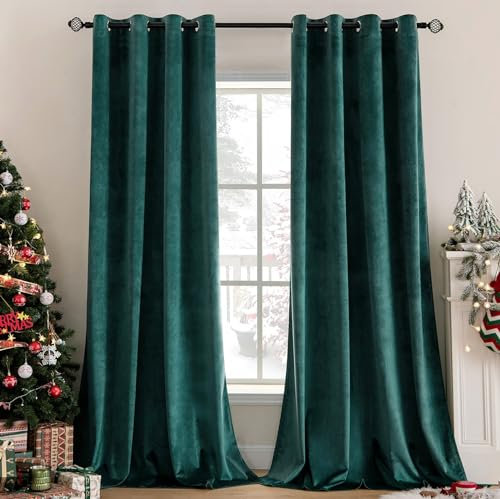 MIULEE Grün Samtvorhang Ösen 2er Set 140X200, Blickdichte Vorhänge Samt für Deko Schlafzimmer Wohnzimmer, Wunderschön Weich Vorhang Verdunkelung Velvet Curtains, Verdunkelnd Samt Gardinen Blickdicht