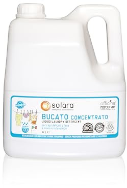 Officina Naturae | Solara Detersivo Bucato Ecologico Liquido Senza Profumo, a Mano o per Lavatrice, Flacone in Bioplastica 4L