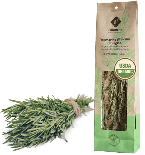 FILIPPONE - Organic Dried Rosemary leaves 25 g (0.88 oz), Herb Spices, Rosmarino Mazzetto