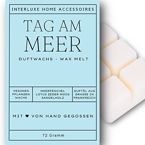 Interluxe Duftmelt Wachsmelt Tag am Meer angenehm duftend Waxmelt 100% pflanzlich Duftwachswürfel für Duftlampe Wachs mit Duftöl Indoor Melts Duftwachs für Aromalampe