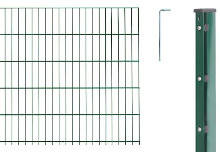 Alberts 678760 Doppelstabmattenzaun als 16 tlg. Zaun-Komplettset | verschiedene Längen und Höhen | kunststoffbeschichtet, grün | Höhe 103 cm | Länge 17,5 m