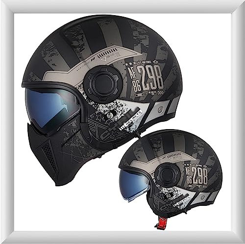 WYXAXNM Motorradhelm Halbschalenhelm ECE/DOT Zertifiziert Vespa-Helm Harley-Helm Jethelm Retro-Stil Multifunktionshelm Brain-Cap Helm Motorrad Cruiser Roller Helm für Männer und Frauen