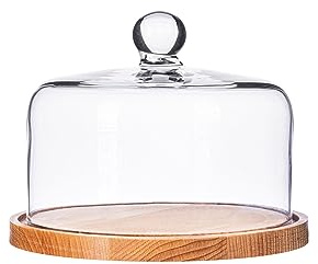 CRISTALICA Tortenplatte Holz mit Glasdeckel Durchmesser ca. 20cm Kuchenplatte mit Deckel