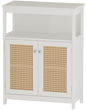 Vicco Midischrank Rosario, Weiß, 60 x 80 cm | mit Türen und offenem Fach, zur Aufbewahrung von Badutensilien und Handtüchern