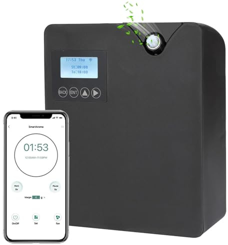 Máquina de aire aromática inteligente de 10.1 fl oz para el hogar, difusor de aceite esencial sin agua con tecnología de nebulización, Bluetooth y control Wi-Fi, cobertura de 2000 pies cuadrados
