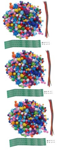 NUOBESTY 3sätze Farbige Plüsch Pompons Bastelzubehör Für Junge Mädchen Kreative Handarbeit Inklusive Glitzerbällen Streifen Und Augen Für Individuelle Projekte Zum Dekorieren Von