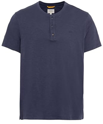 camel active Herren Kurzarm Henleyshirt aus Reiner Baumwolle Dunkelblau, menswear-4XL