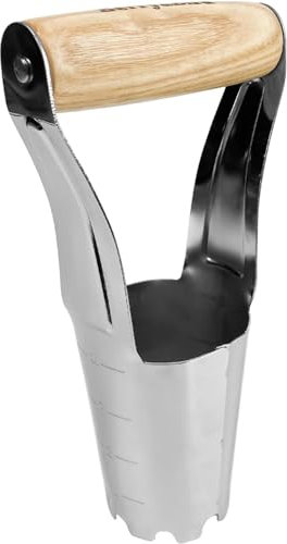 Berry&Bird Garten Blumenzwiebelpflanzer, Blumenzwiebel Pflanzer mit 4 Zoll Tiefe Markierung, Edelstahl Gartenarbeit Zwiebelpflanzer Werkzeug mit kurzen Griff für das Pflanzen von Blumen Tulpen, Lilie