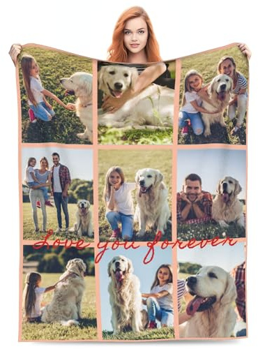 Generisch Personalisierte Fotodecke, individuelle Haustierdecken mit Worten, Bildcollage, personalisierte Geschenke zum Muttertag, Vatertag, für Familie, Kinder, Haustierliebhaber (9 Fotos)