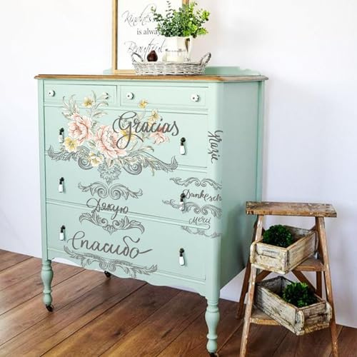 neukids Vintage Pfingstrose Blumen transferaufkleber UV DTF Sticker, handschrift rub on Sticker transfers möbelaufkleber, Wohnzimmer Schlafzimmer nachttisch Tisch möbel Decal