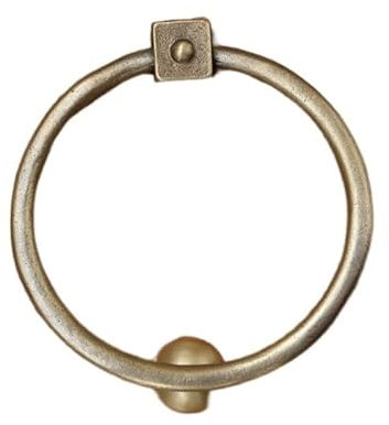 Antiker Türklopfer aus Holz Massiver Messingring zieht chinesische antike Türknäufe Bronze Kupfer Holz Torgriff Klopfer 14cm (Color : Bronze color)