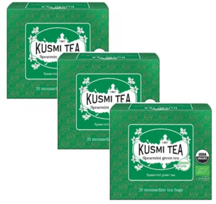 Kusmi Tea® | Bio-Gunpowder-Grüntee mit Pfefferminze | Grüntee-Minzblätter – 3 x 20 Teefilter