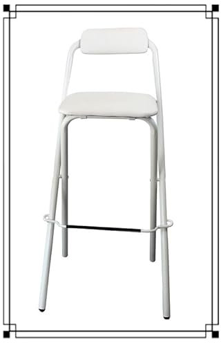 GSKFXJ 55cm 60cm 65cm 70cm Sgabello Alto Pieghevole, Sedia da Bar Imbottit con Schienale, Sedie Pieghevoli Portatile per Uso Cucina, Bar, Bancone(White,70cm)