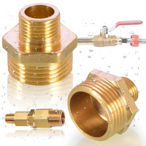 Brateuanoii 2PCS Racores De Latón 1/2 M-acho a 1 Macho Con Doble Boquilla | 1/2 Macho a 1 Macho, Reducido De L-atón, Conector De Pezón Hexagonal De Latón, Conexión 2 x Racor Rosca Macho