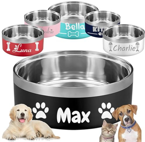 Personalisierte Hundenapf Benutzerdefinierte Hundenäpfe mit Namen Individuelle Haustier Katze Futternäpfe 18/32/42/1,814.4 g Rutschfeste Edelstahl Pet Bowls