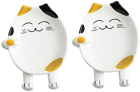 Alipis Ceramic Spoon Rest and Pot Lid Holder with Chopstick Stand, Practical Kitchen Utensil Holder Set, Cute Cartoon Design, 2pcs for Cooking and Dining Use