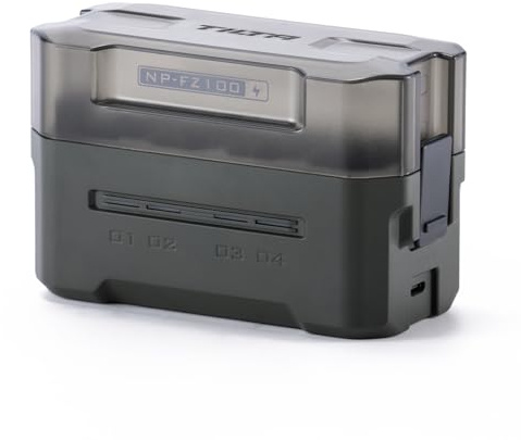 Tilta NP-FZ100 Caricabatterie 4 Canali con Cavo di Ricarica USB-C | Compatibile con le Batterie NP-FZ100, Custodia di Ricarica, Stazione Portatile, Ricarica Rapida 45W PD