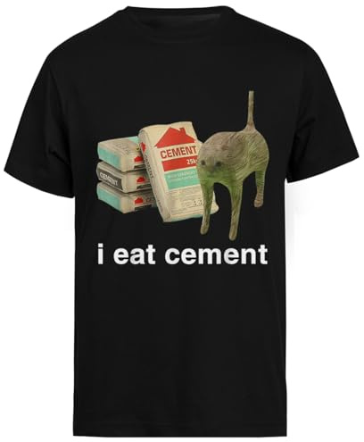 I Eat Cement Cursed Cat Funny Svart T-Shirt För Män Med Kort Ärm