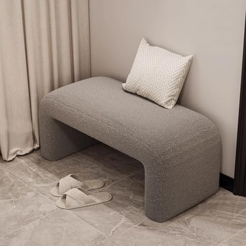 QTQHOME Moderne gepolsterte Bettbank, Fleecebank für Eingangsbereich, Schlafzimmer, Holzrahmen, Akzenthocker für Wohnzimmer, Esszimmer, 80 cm, Grau