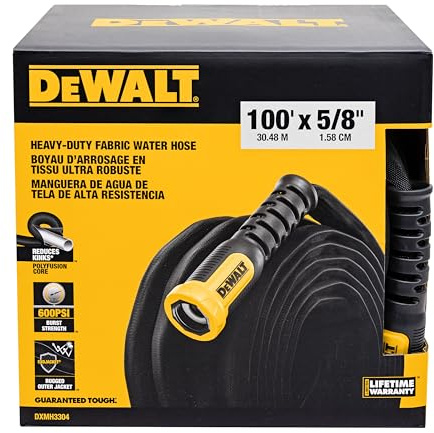 DEWALT DXMH3304 - Tubo da giardino, 30,5 m x 5/8, resistente e professionale, DXMH3304, colore nero e giallo