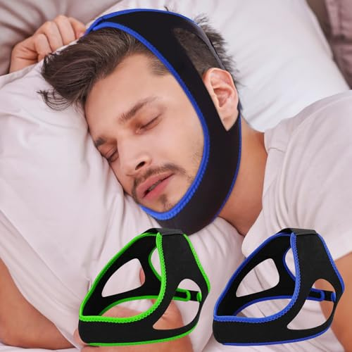 HAASIKI 2 Stück Anti Schnarchen-Kinnriemen für Cpap Gerät - Verstellbares Kinnband Gegen Schnarchen, Effektive schlaf-Schnarchreduzierung für Frauen und Männer